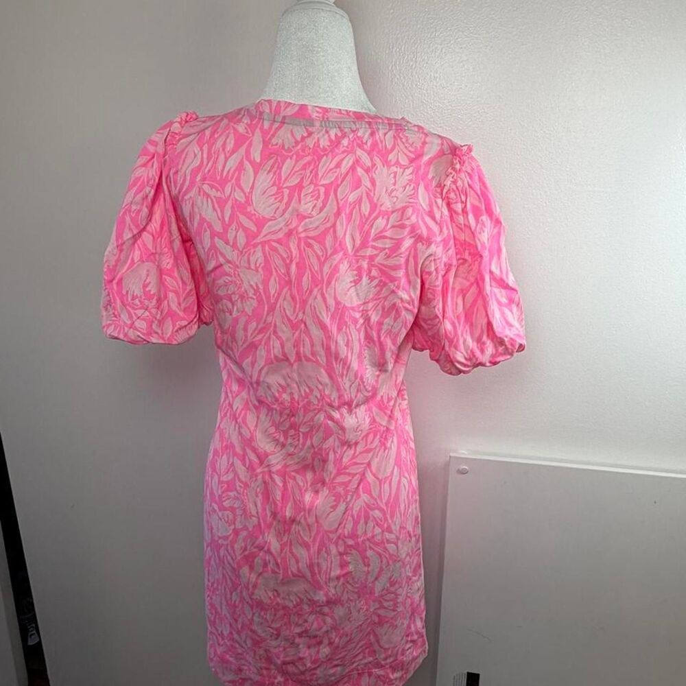 Lilly Pulitzer Mercer Dress XS Pink Tulip to Tango Floral Puff Sleeve preppy - Picture 3 of 9